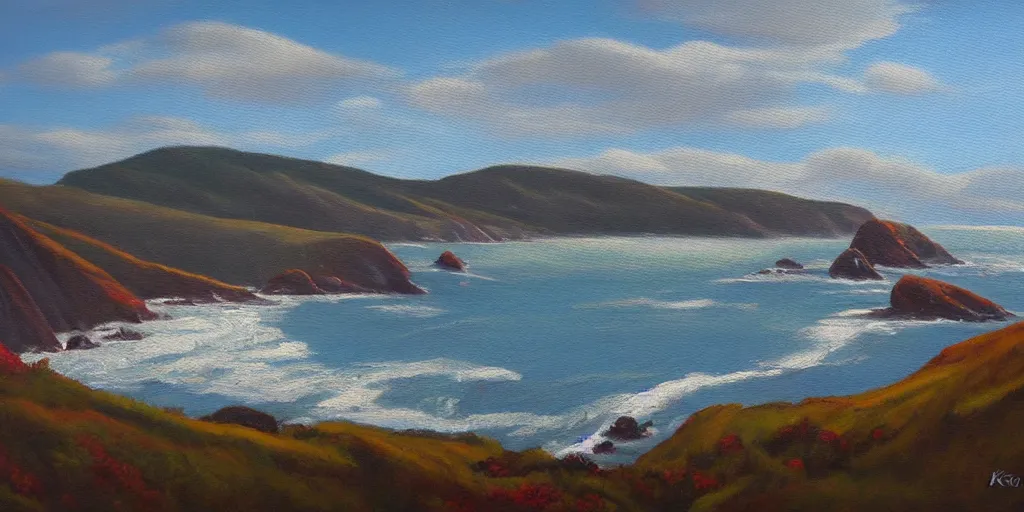 Image similar to beautiful oil painting of marin headlands by olof krans