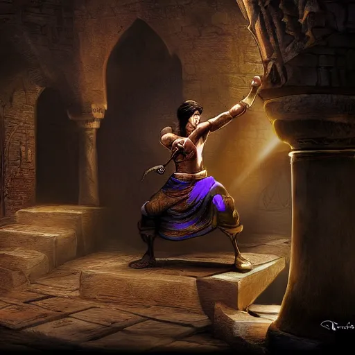 Prompt: Prince of Persia in the dungeon