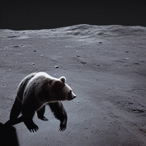 Prompt: a bear on the moon, photorealistic, ultra detailed, 8 k