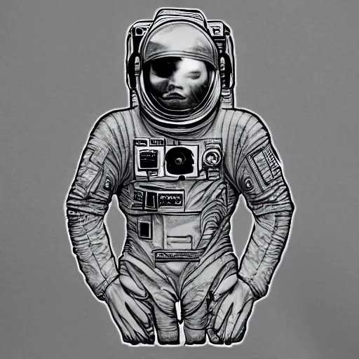 Image similar to astronaut, style of H. R. Giger