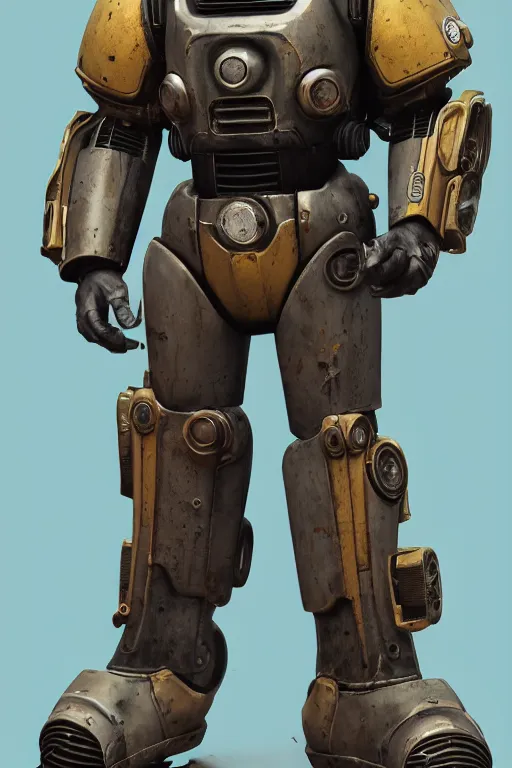 Image similar to fallout 7 6 power armor, hyper realistic, design by mark ryden and pixar and hayao miyazaki, unreal 5, daz, hyperrealistic, octane render, cosplay, rpg portrait, dynamic lighting, intricate, that looks like it is from borderlands and by feng zhu and loish and laurie greasley, victo ngai, andreas rocha, john harris