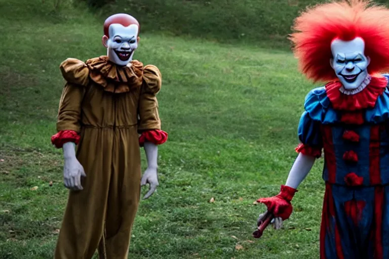 Prompt: film still of will poulter as pennywise. directed by cary joji fukanaga.