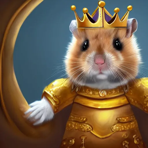 Image similar to Digital painting of a king hamster with a crown and a coat, highly-detailed, artstation cgsociety masterpiece