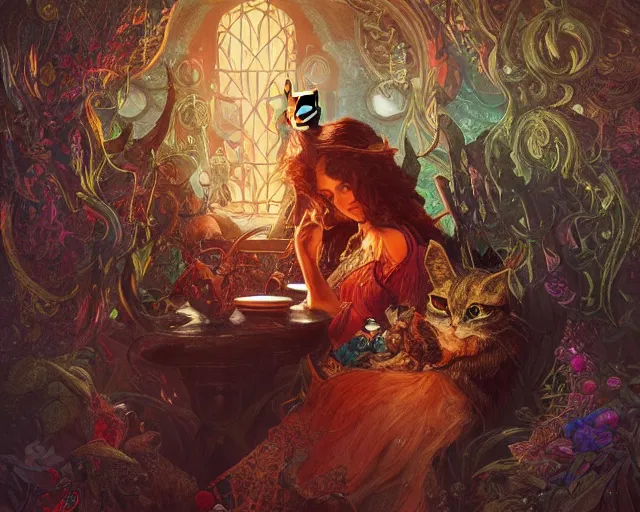 Image similar to photography of louis wain, deep focus, d & d, fantasy, intricate, elegant, highly detailed, digital painting, artstation, concept art, matte, sharp focus, illustration, hearthstone, art by artgerm and greg rutkowski and alphonse mucha