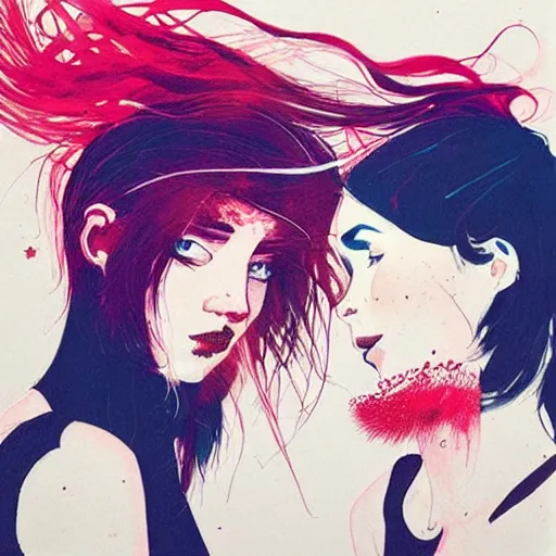 Prompt: “a couple of friend celebrating by Conrad Roset”