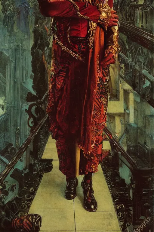 Image similar to full length portrait of udo kier as the nighcrawler by lawrence alma tadema awrence alma tadema, rick berry, norman rockwell, jason fabok. greg staples, nc wyeth, jack kirby