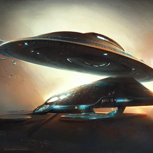 Prompt: full view of a car, intricate, elegant, highly detailed, digital painting, concept art, smooth, sharp focus, art style from Wang Ke and Greg Rutkowski and Bruce Kaiser and Scott Robertson and Dmitry Mazurkevich and Doruk Erdem and Jon Sibal, small hint of star trek style