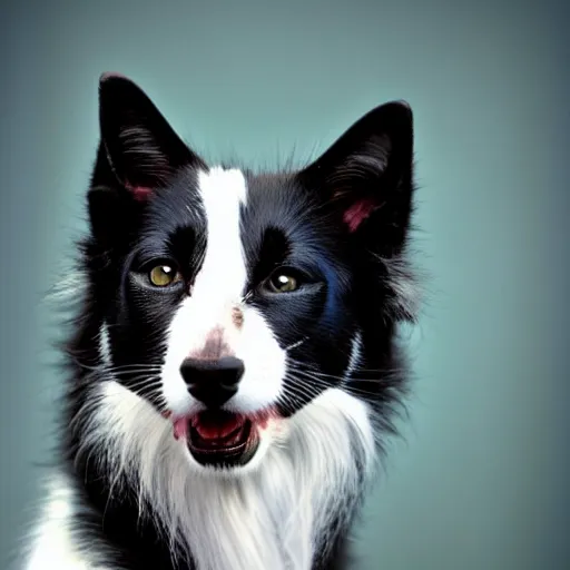 Image similar to a feline border collie - cat - hybrid, animal photography