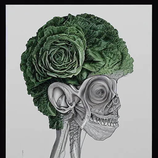 Image similar to the anatomy of a head of lettuce, an ultrafine detailed painting by james jean, studio ghibli, behance contest winner, vanitas, angular, altermodern