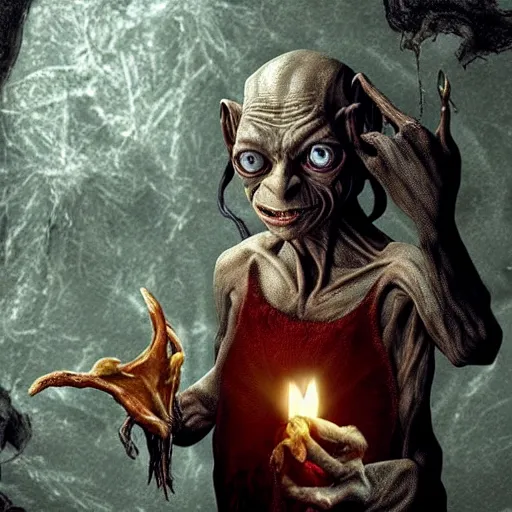 Image similar to Gollum wizard, harry potter style, magic, spells