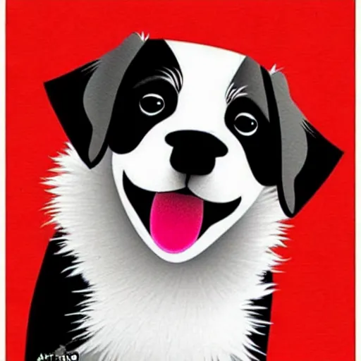 Image similar to Kawaii cute dog, art poster