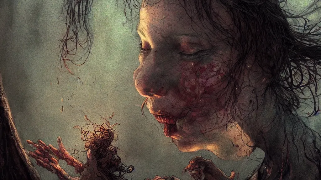 Prompt: a person conjuring!!! an image!!! from of noise!!!, by arthur rackham, marc simonetti, and diego gisbert llorens, cinematic closeup!!, accurate facial details, colorful, intricate, chaotic, fantasy realism, hopeful, 8 k render, volumetric lighting