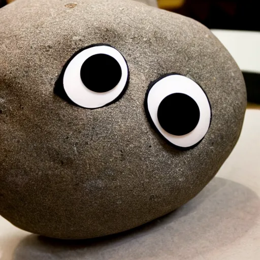 Prompt: boulder with two small googly eyes