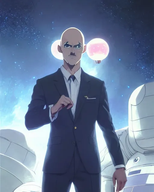 Prompt: gigachad luigi wearing a suit in the space lab, fantasy character portrait, ultra realistic, anime key visual like saitama, concept art, intricate details, highly detailed by greg rutkowski, ilya kuvshinov, gaston bussiere, craig mullins, simon bisley