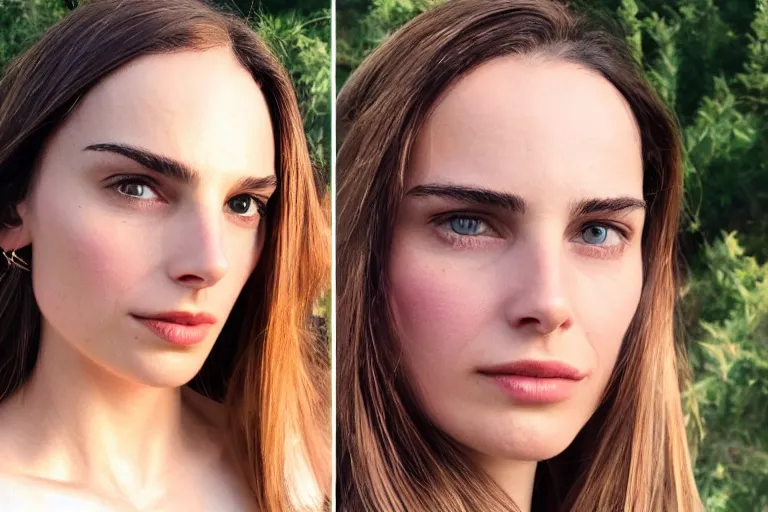 Image similar to real life natali portman, ultra realistic!!!, clear weather, golden hour, sharp focus