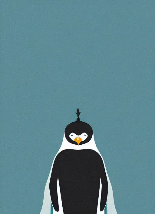 Image similar to portrait of a penguin doing penguin things,Karolis Strautniekas, editorial illustration, detailed, art deco, Mads Berg, matte print