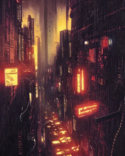 Image similar to blade runner by john alvin, hyper detailed