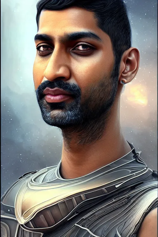 Prompt: epic professional digital art of handsome indian male starship engineer, by leesha hannigan, iris van herpen, artstation, cgsociety, wlop, epic, much wow, much detail, gorgeous, detailed, masterpiece