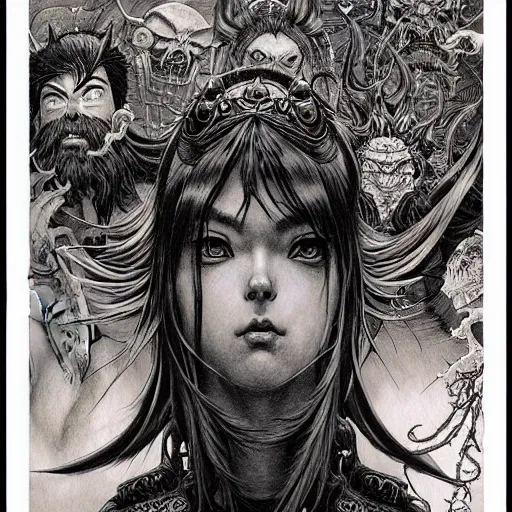 Image similar to prompt: World of Warcraft character portrait drawn Vania Zouravliov and Katsuhiro Otomo and Takato Yamamoto, inspired by Akira 1988 anime, magical and alchemical weapons, soft light, intricate detail, photorealistic style, intricate detailed oil painting, detailed illustration, oil painting, painterly feeling, intricate ink painting detail, sharp high detail, manga and anime 2000