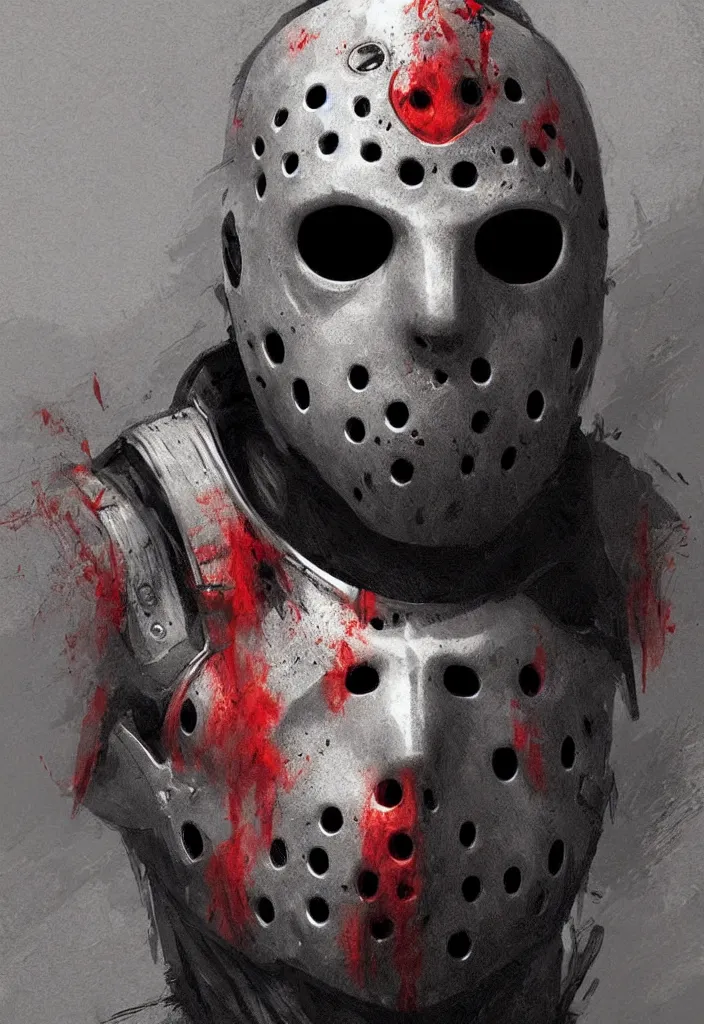 Image similar to portrait of jason voorhees by greg rutkowski, evil energy, dantes inferno, highly detailed portrait, digital painting, artstation, concept art, smooth, sharp foccus ilustration, artstation hq