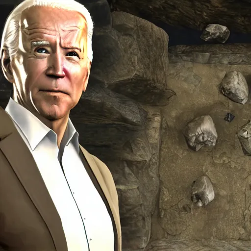 Image similar to biden in skyrim, extreme detail, full body image, symmetrical,