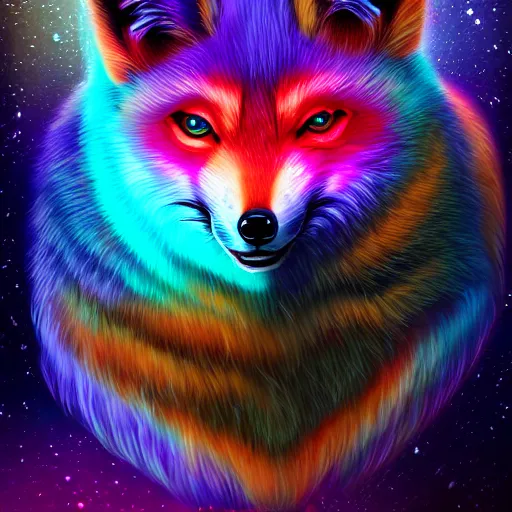 Prompt: digital astral fox, retrowave palette, digital world, highly detailed, electric breeze, anatomically correct vulpine, synth feel, fluffy face, ear floof, flowing fur, super realism, accurate animal imagery, 4 k digital art