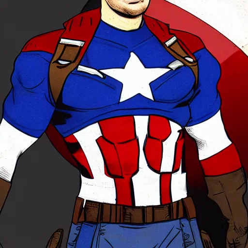 Image similar to Giga Chad as Captain America, photo realistic