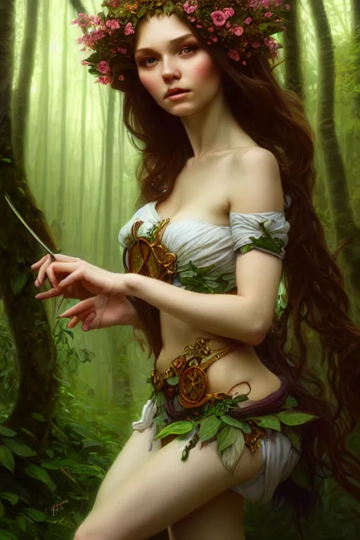 Prompt: photography alexey kurylev, forest fairy, gentle, deep focus, d & d, fantasy, complex, elegant, highly detailed, digital painting, artstation, concept art, matte, clear focus, illustration, hearthstone, artgerm art, greg rutkovsky and alphonse mucha