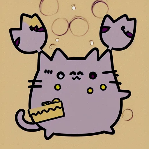 Image similar to Pusheen the cat as a pokemon illustration