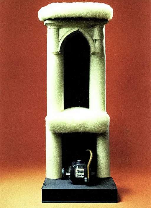 Prompt: ultra very realistic photo of a a medieval temple chemistry appliance pump, made of wood white clay fluffy fur black plastic 1 9 9 0, life magazine photo, natural colors, museum collection, kodak