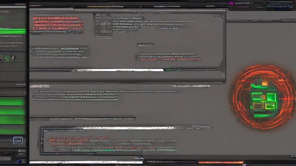 Image similar to GUI for an Ouroboros tracker program, System Shock 2, Shin Megami Tensei Nocturne, Deus Ex