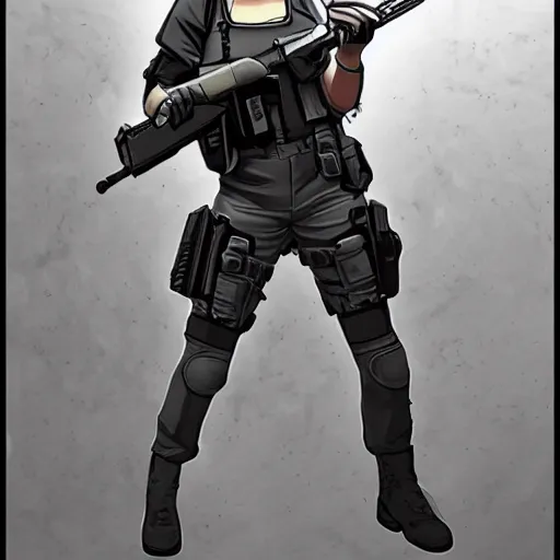 Prompt: Chloe Sevigny as a Counter Strike terrorist, concept art, anime