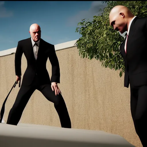 Image similar to agent 4 7 crashing his own funeral, hitman, unreal engine 5, 4 k, anti aliasing