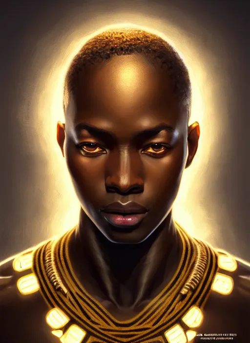 Image similar to symmetry!! portrait of apex legends african man, intricate, elegant, glowing lights, highly detailed, digital painting, artstation, glamor pose, concept art, smooth, sharp focus, illustration, art by artgerm and greg rutkowski, artey freytag