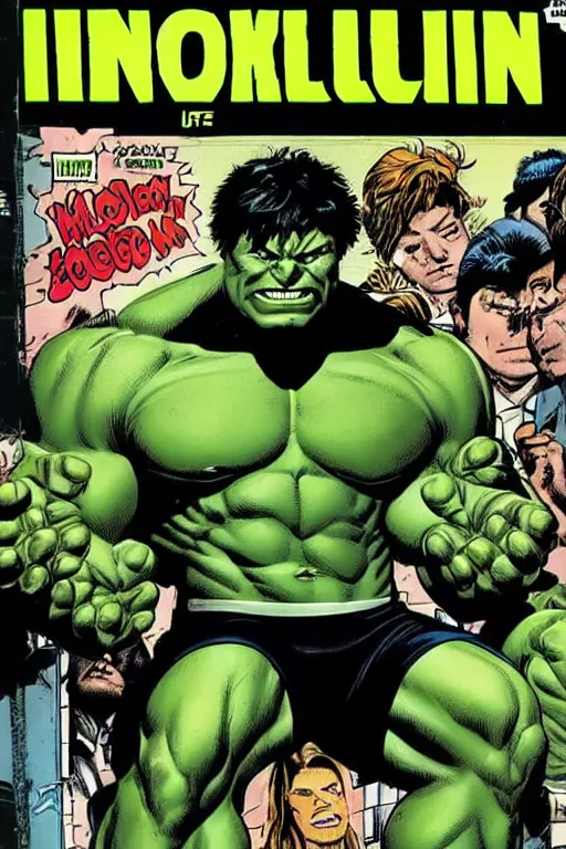 Image similar to incredible hulk comic book front cover,