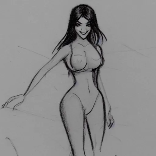 Image similar to milt kahl sketch of victoria justice with kim kardashian body