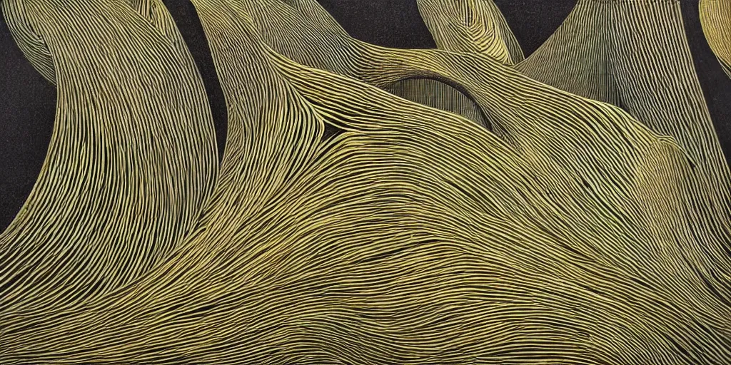 Image similar to knitting gold zaha hadid architecture by aaron horkey