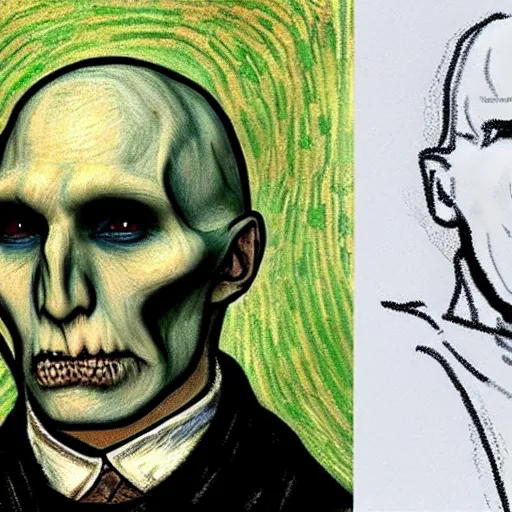 Prompt: Voldemort drawn by Vincent van Gogh