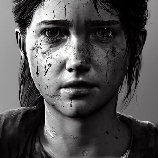 Image similar to highly detailed facial portrait of ellie from the last of us part 2, angry, micro expressions, highly detailed, trending on artstation, cinematic lightning