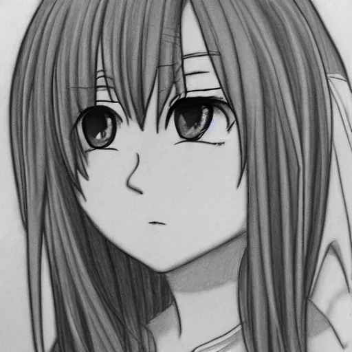 Image similar to pencil drawing of an anime girl