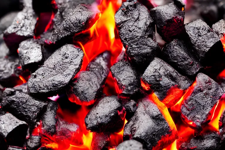 Image similar to smoldering hot black and red coals, closeup macro photo, ultra details,