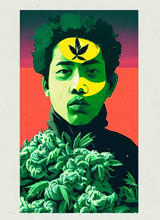 Prompt: profile picture by sachin teng x ofwgkta, marijuana, organic painting, smoke clouds, asymmetrical, green, matte paint, hard edges, energetic