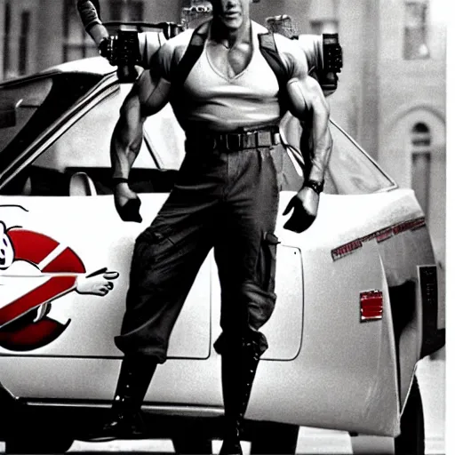 Prompt: arnold schwarzenegger in ghostbusters