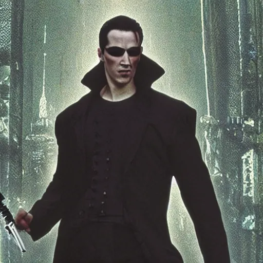 Image similar to John Calvin as Neo in the Matrix