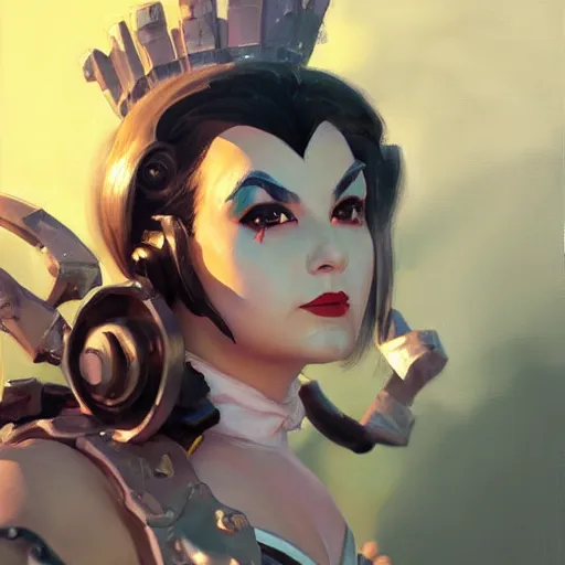 Image similar to greg manchess portrait painting of partially armored alice from alice in wonderland as overwatch character, medium shot, asymmetrical, profile picture, organic painting, sunny day, matte painting, bold shapes, hard edges, street art, trending on artstation, by huang guangjian, gil elvgren, ruan jia, randy vargas, greg rutkowski