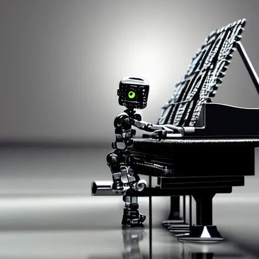 Image similar to A robot playing the piano, ultrarealistic