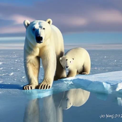 Prompt: Joe Manchin and a polar bear as best friends in the arctic; digital art; 4k,