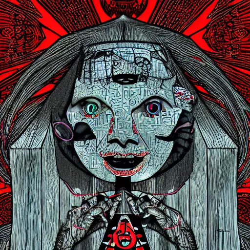 Image similar to portre of an autistic demon on acid, masonic and kabalistic symbols in background, digital art, 8k, delicate details