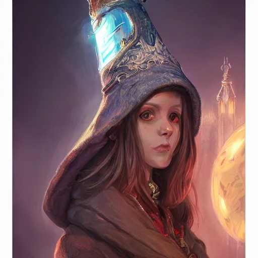 Prompt: a portrait of gizmo as a wizard, upper half portrait, urban motifs, intricate, elegant, highly detailed, digital painting, trending on artstation, concept art, smooth sharp focus, illustration, art by artgerm and greg rutkowski