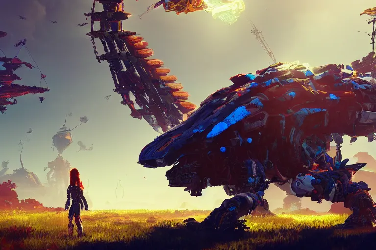 Image similar to sunwing machine mecanical creature robot of horizon forbidden west horizon zero dawn bioluminiscence global illumination ray tracing hdr fanart arstation by ian pesty and alena aenami artworks in 4 k